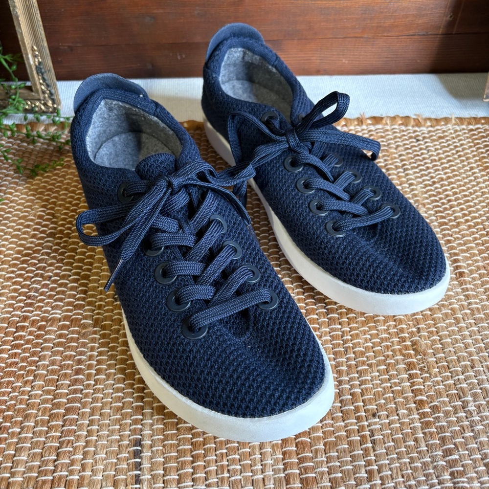 Allbirds Navy Blue Tree Piper Sneakers Wool Washable Lace Up Size 9M